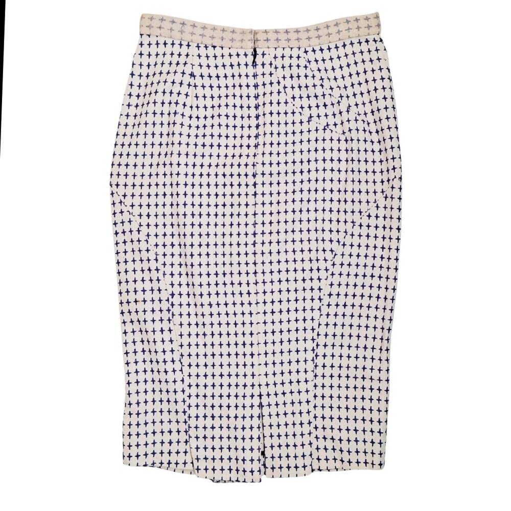 Jasmin Shokrian Silk Pencil Skirt Blue Embroidered Plus Sign 2 Piece Lot SZ 10 L - Picture 8 of 16